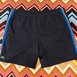 Lacoste Black Athletic Shorts with Blue and Green Stripes 4xl 4x